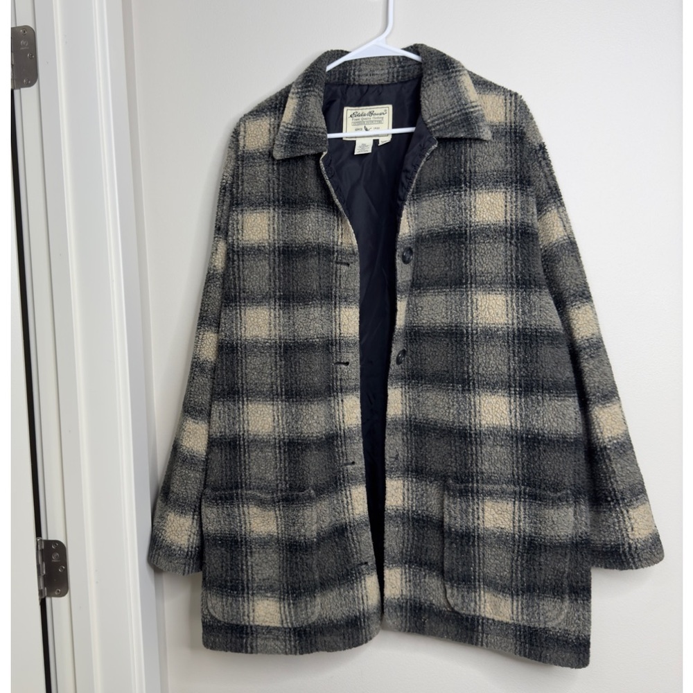 Vintage Eddie Bauer Plaid Sherpa Coat